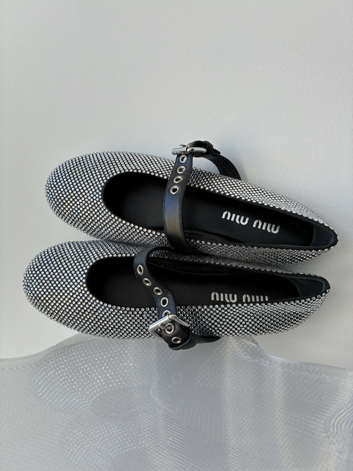Miu Miu Crystal Studded Ballerina Flats