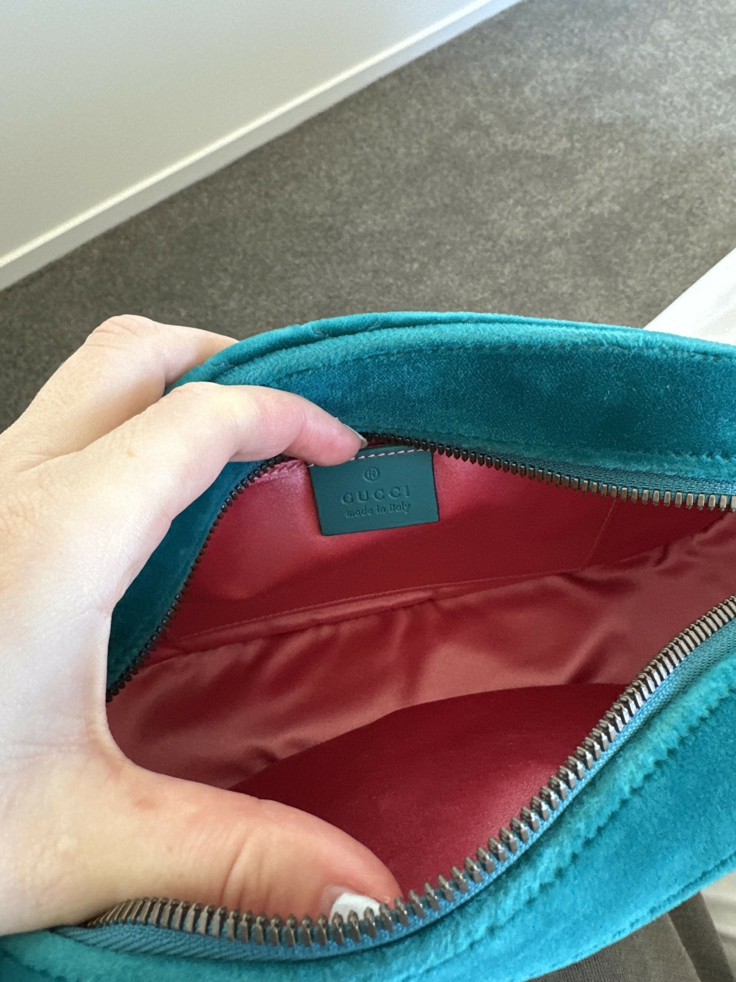 Gucci Teal Velvet Marmont Bag