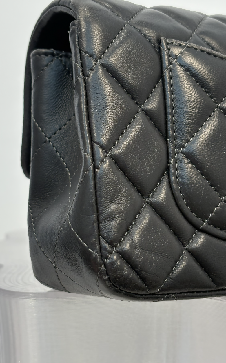 Chanel Mini Flap Bag in Dark Grey Lambskin