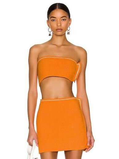 Jacquemus Orange Knit Two-Piece Skirt Set