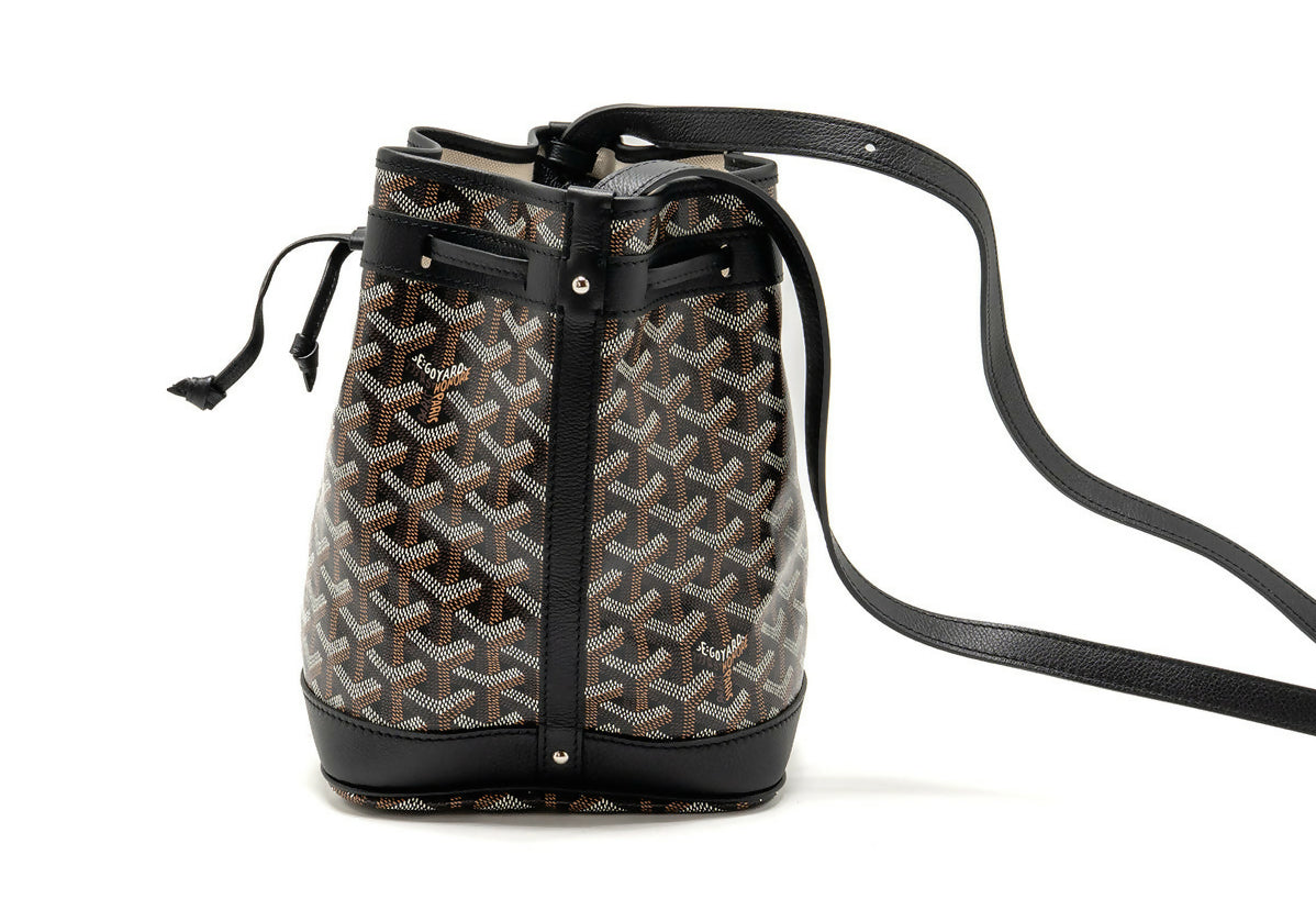 Goyard Petit Flot Bucket Bag Goyardline Canvas Black SHW