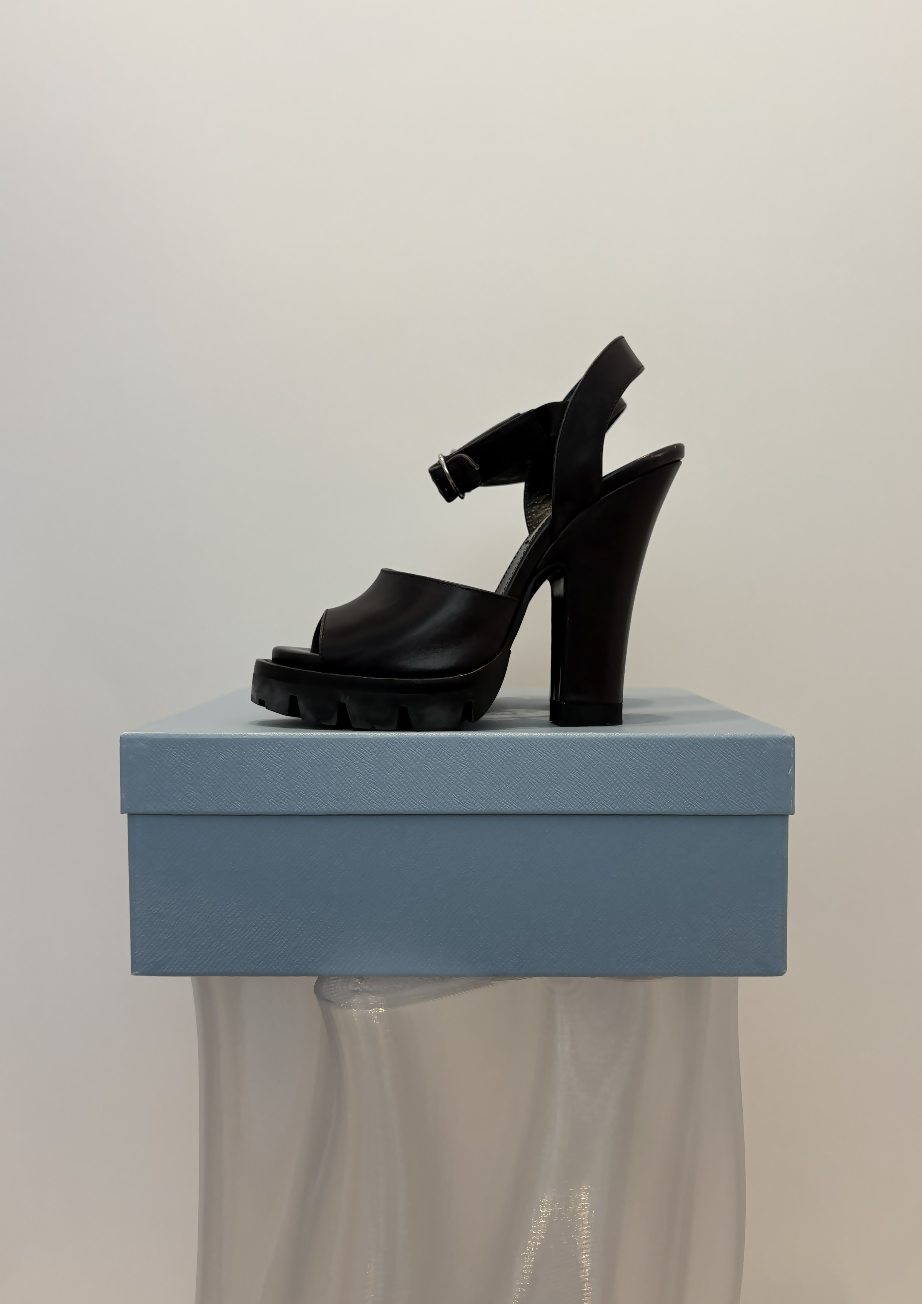 Prada Black Monolith Leather Heels
