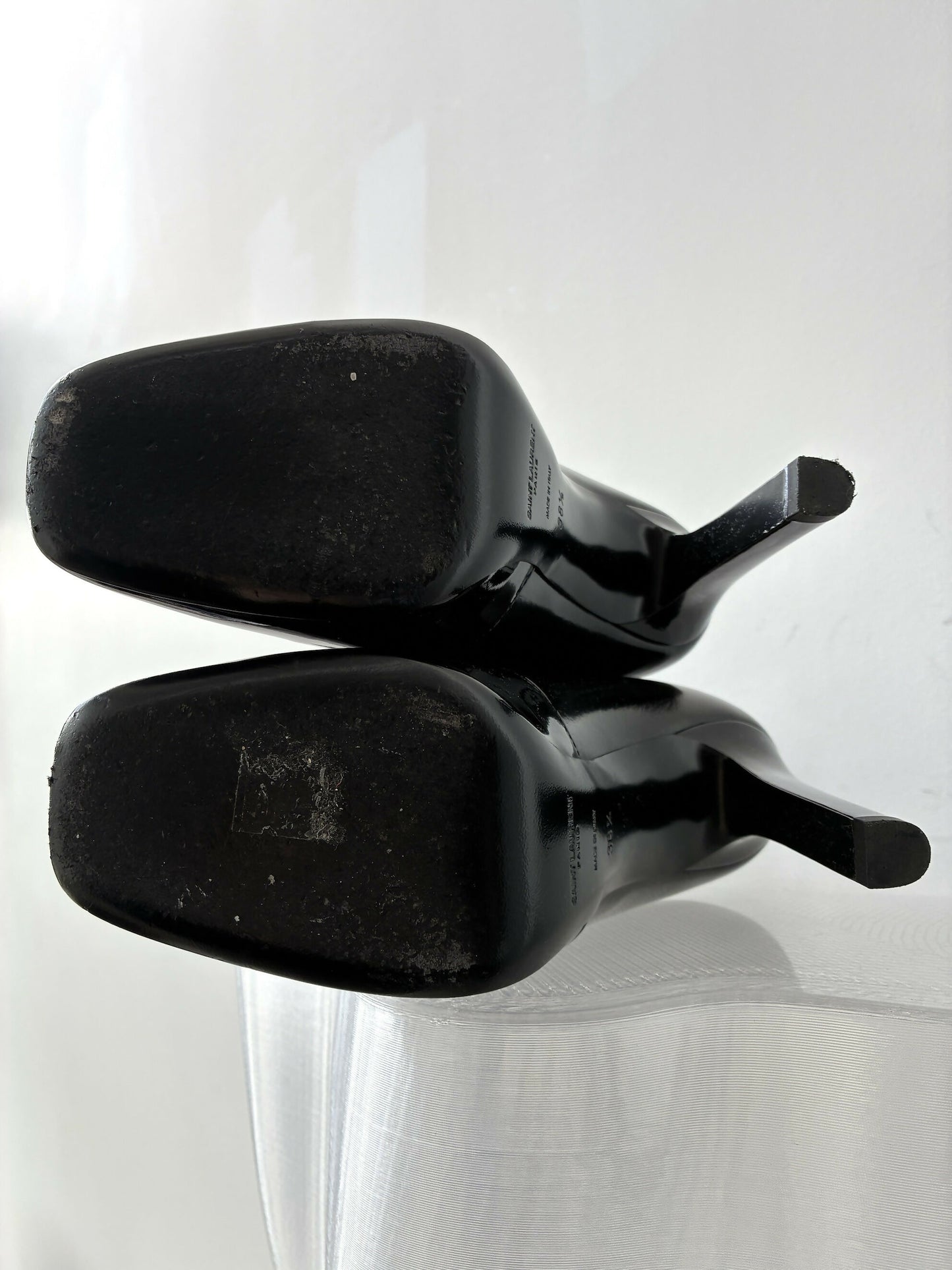 SAINT LAURENT Patent Stretch Crystal Buckle Lala - FULL SET