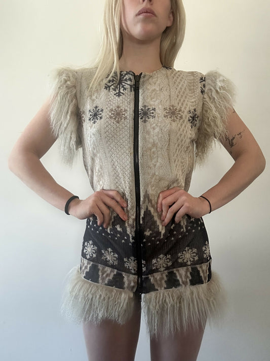 Jean Paul Gaultier mesh fur vest/dress