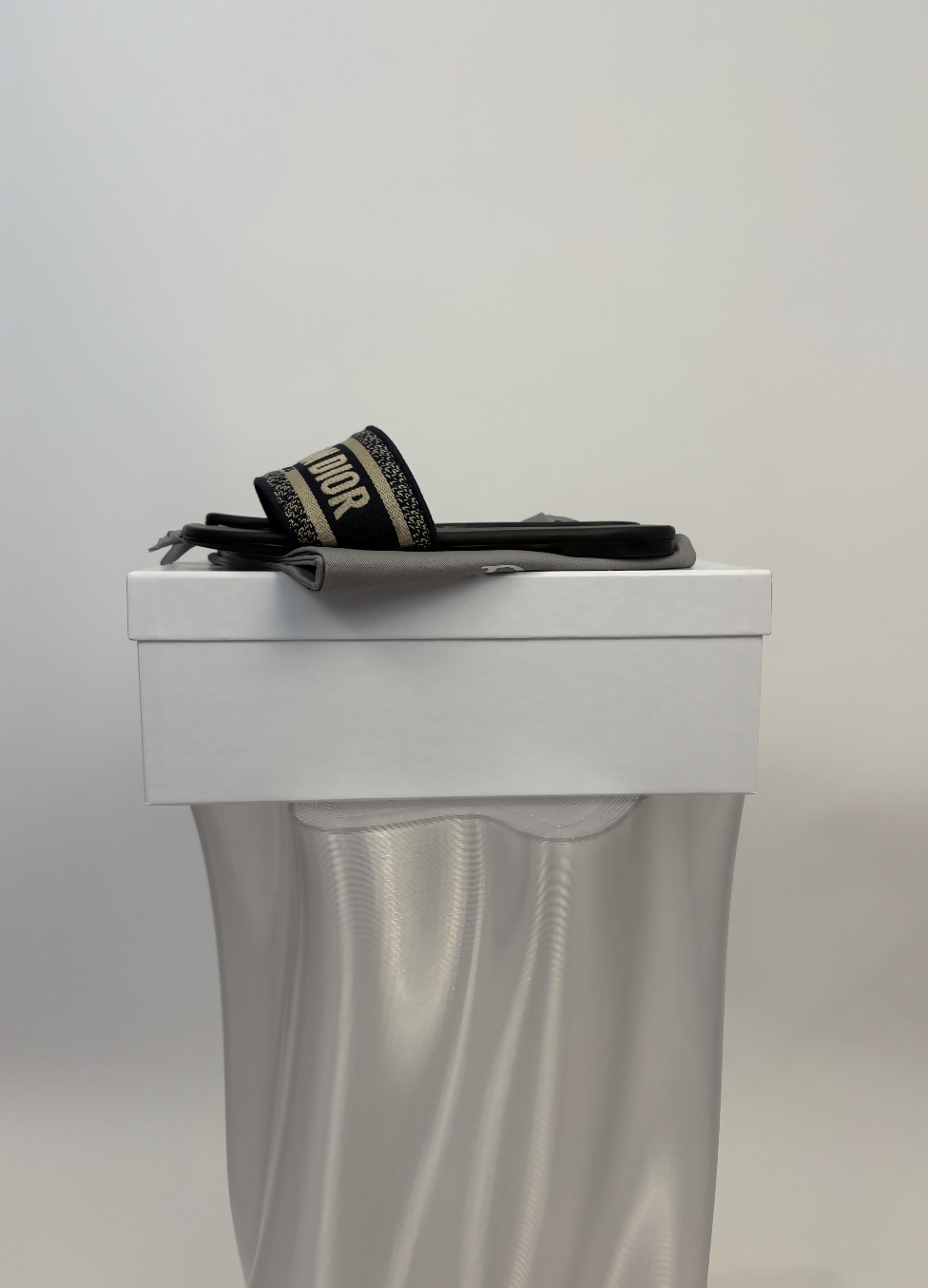 Christian Dior “Dway” Embroidered Slide in Deep Blue - FULL SET