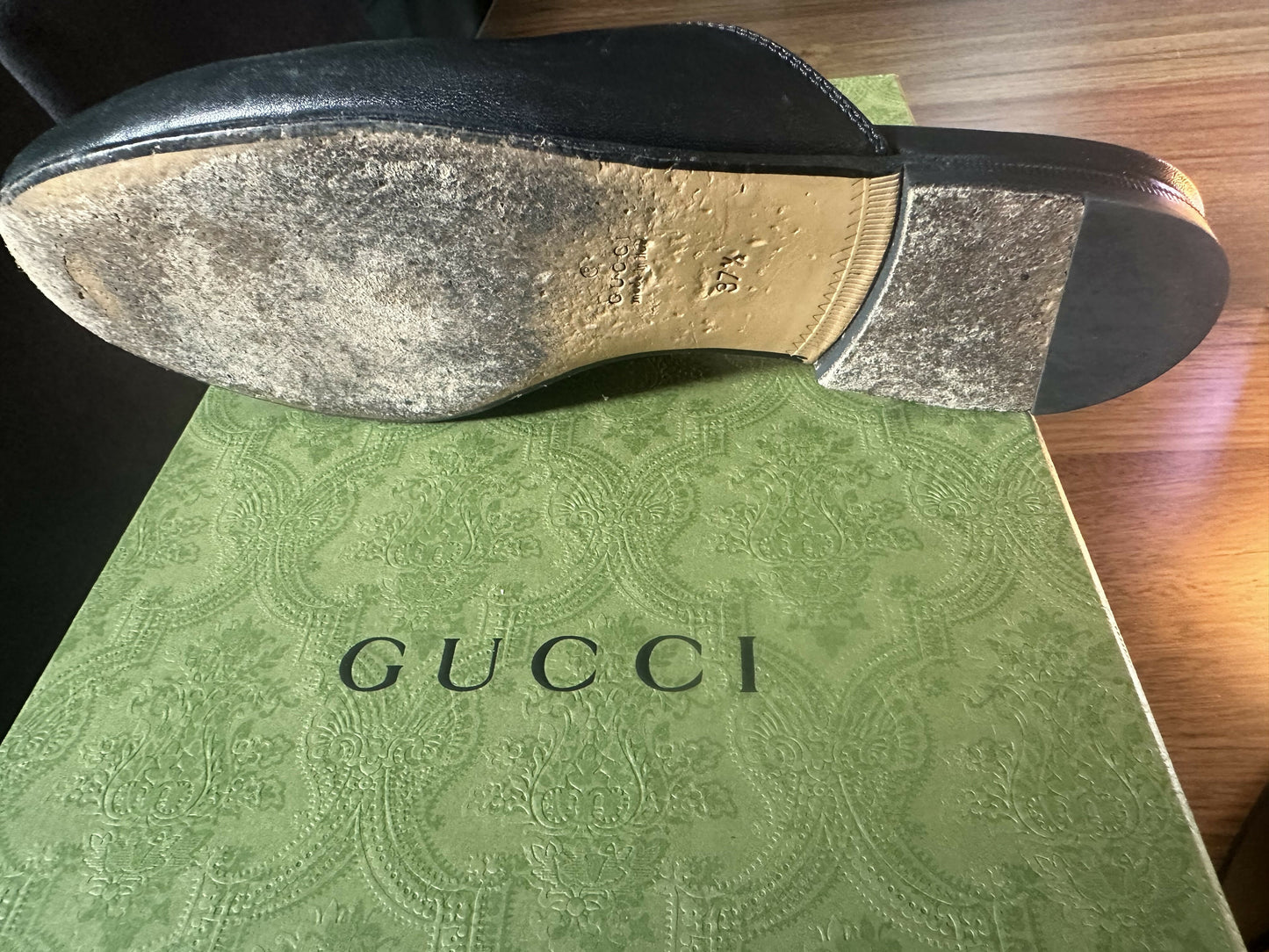 Gucci Princetown Black Leather Rose Flower Mule