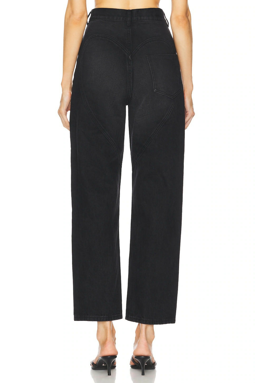 Area Crystal Slit Jeans in Black Denim