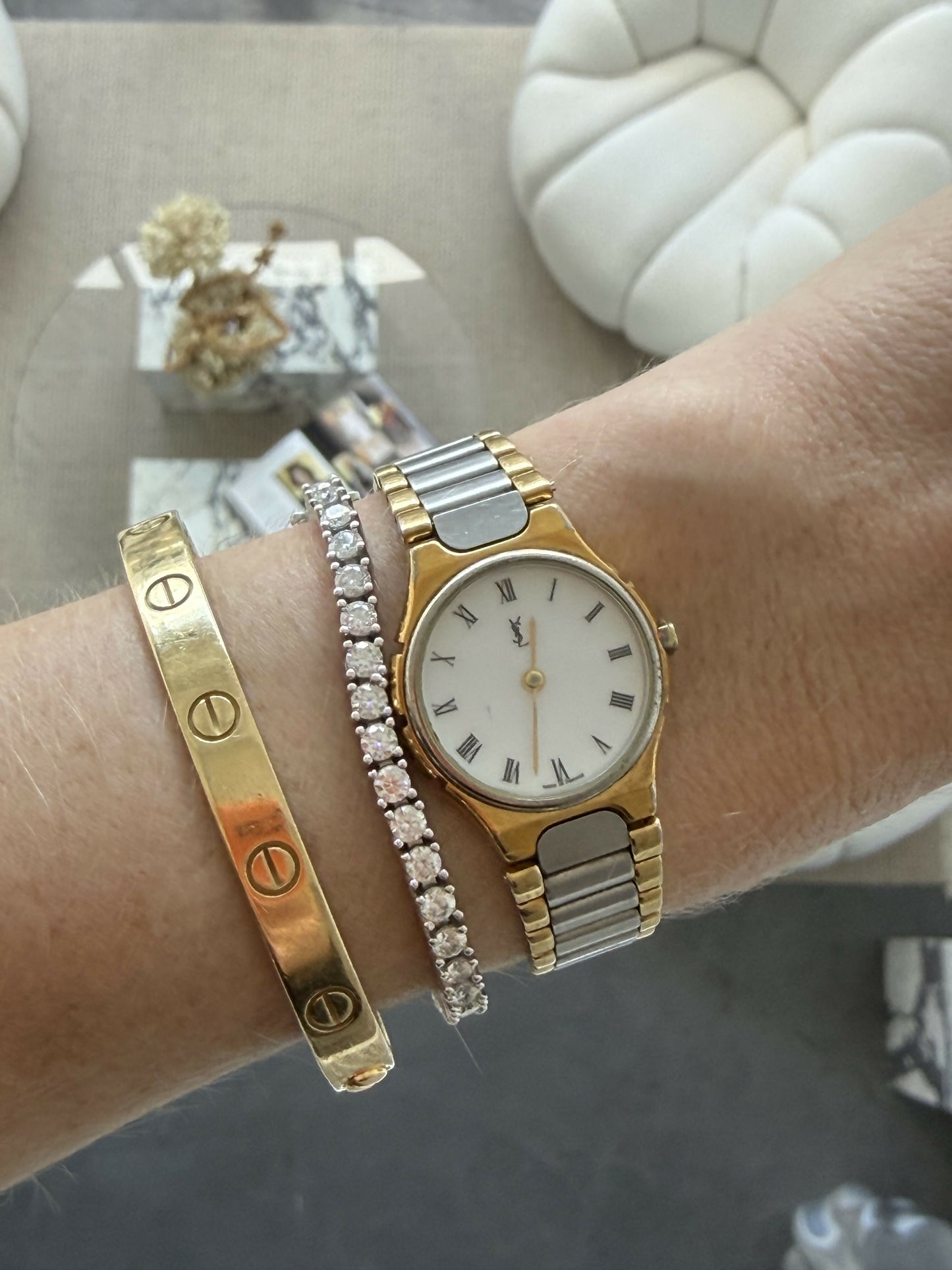 Yves Saint Laurent Bi-Tone Roman Dial Watch
