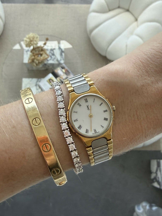 Yves Saint Laurent Bi-Tone Roman Dial Watch