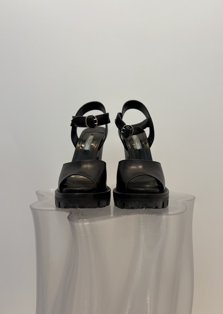 Prada Black Monolith Leather Heels