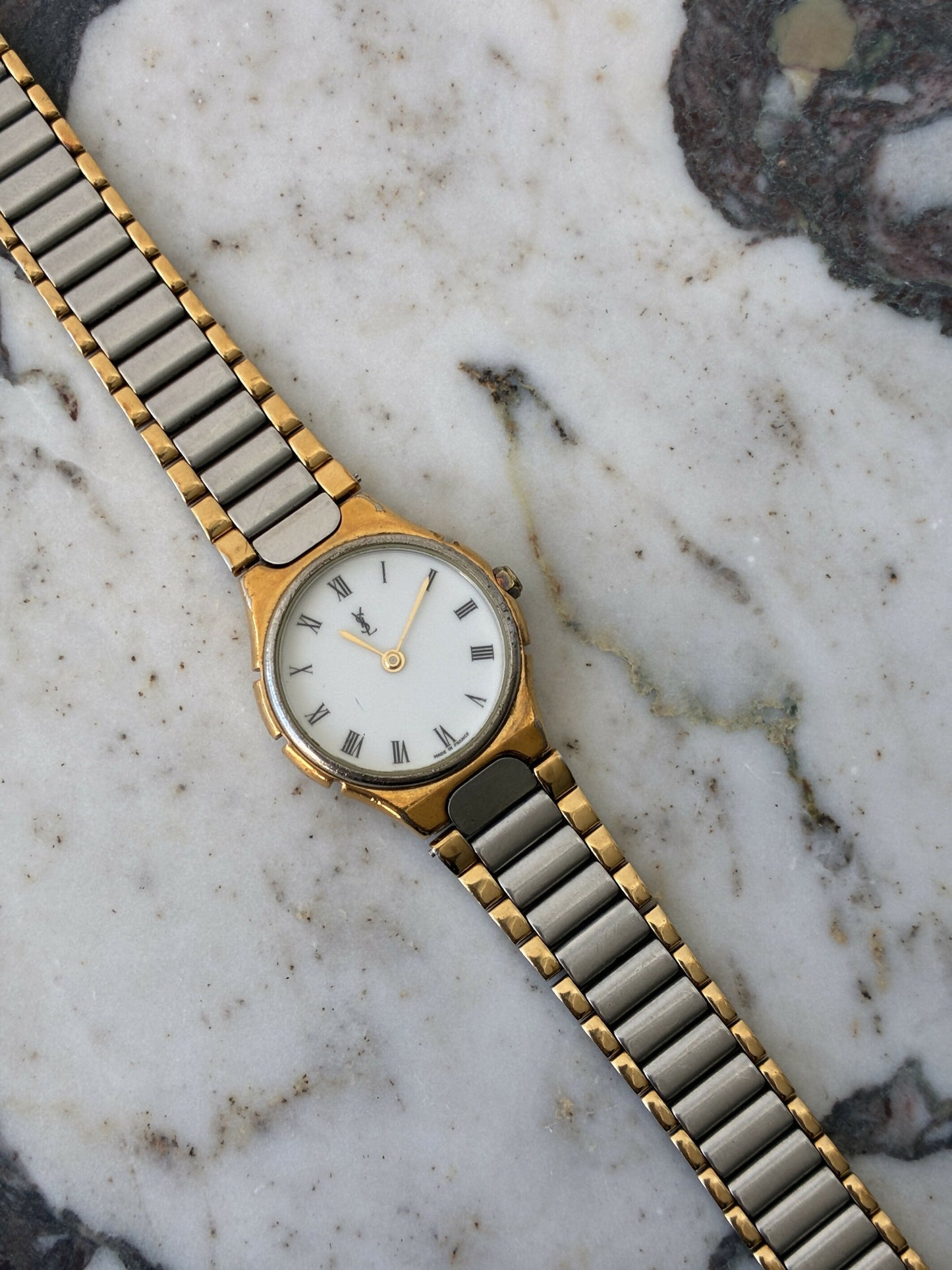 Yves Saint Laurent Bi-Tone Roman Dial Watch