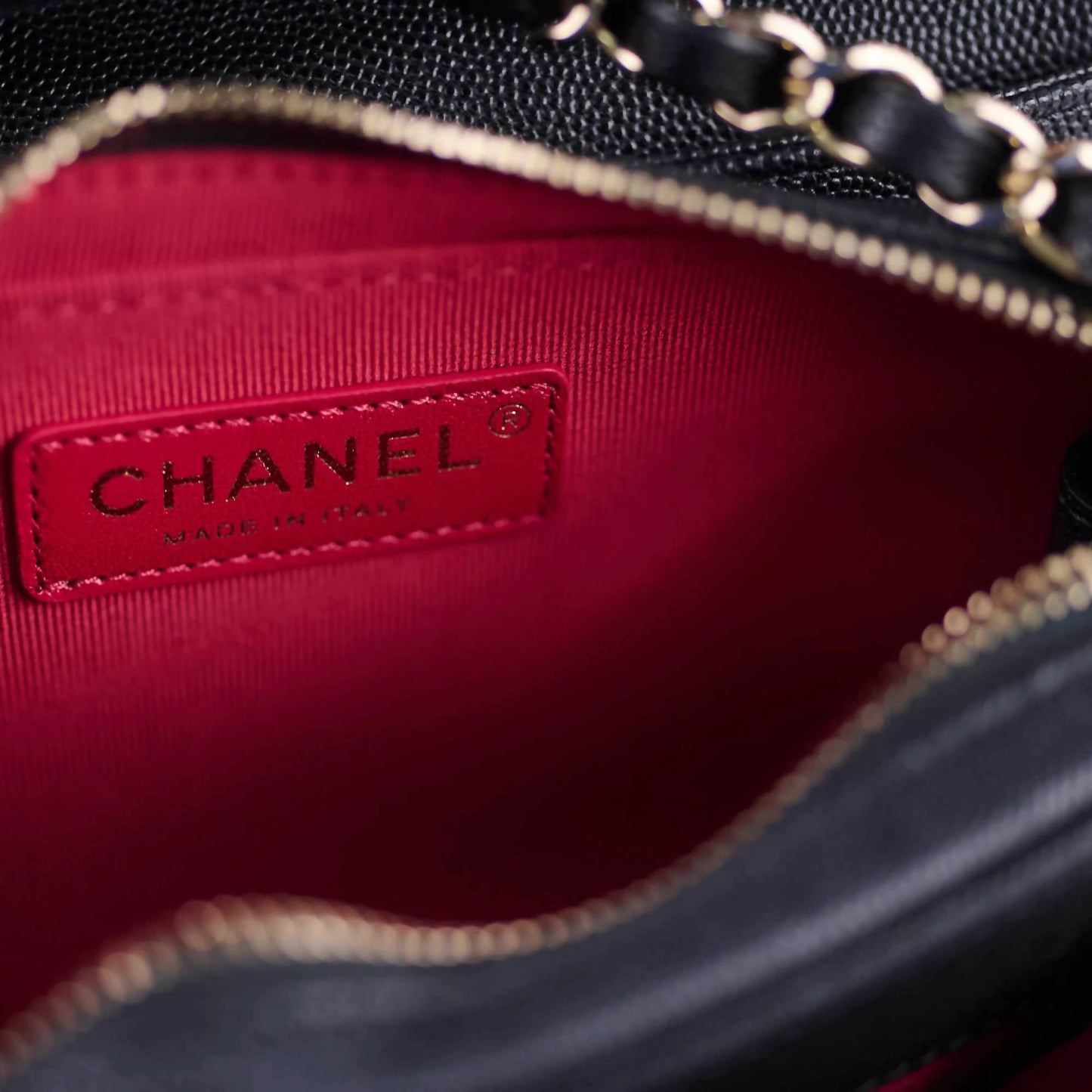 Chanel 22C Caviar Zip Mini Flap Bag Black
