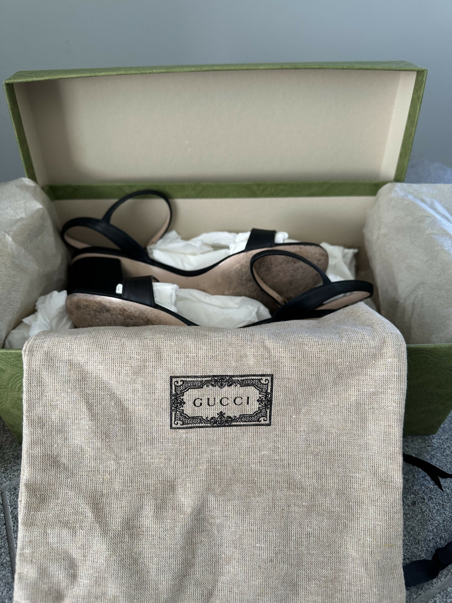 Gucci GG Marmont black sandals - FULL SET