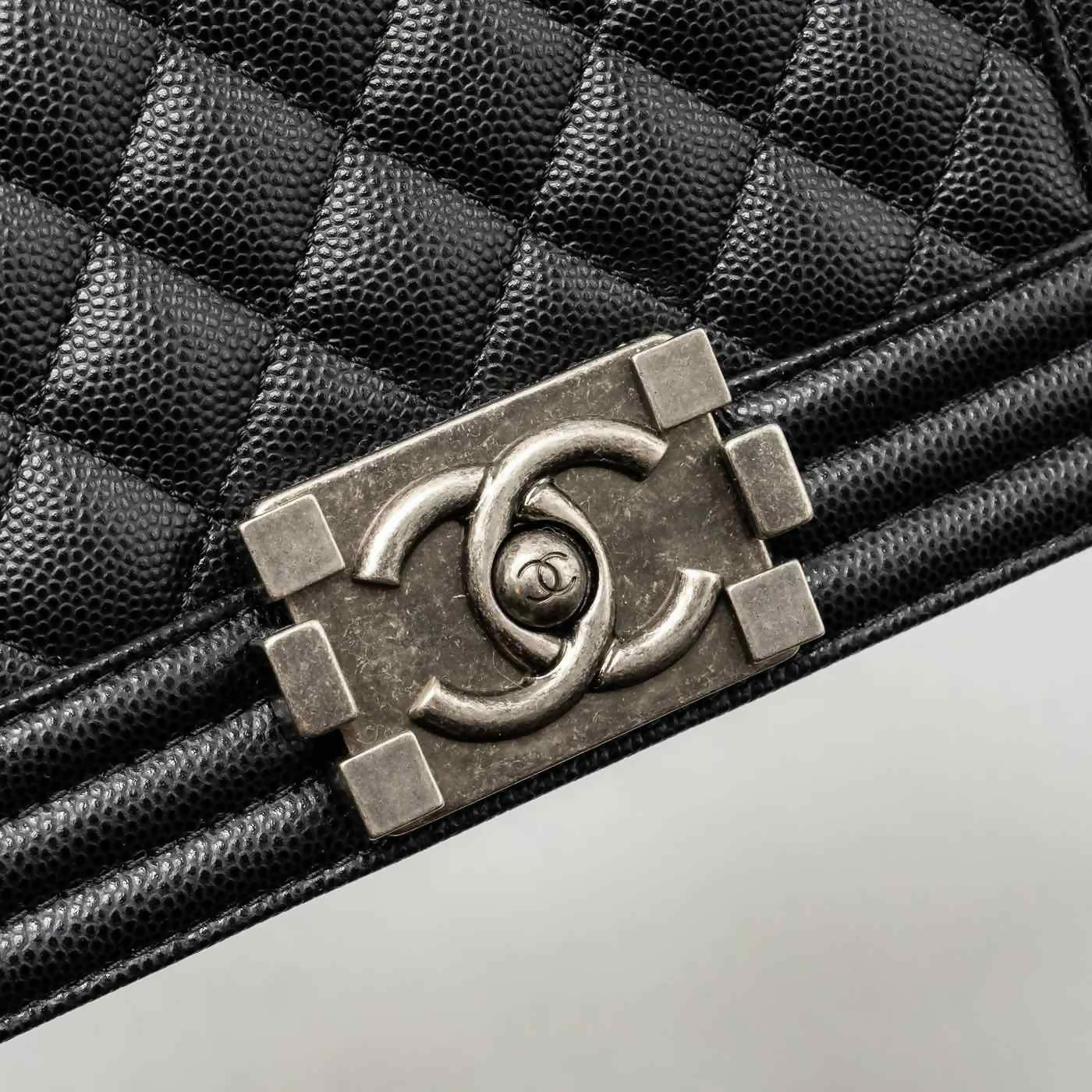 Chanel Small Boy Bag Caviar Black SHW (Microchip)