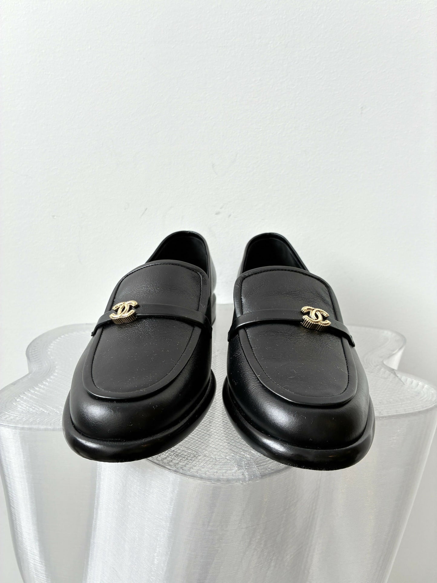 Chanel Shiny Calfskin CC Moccasins