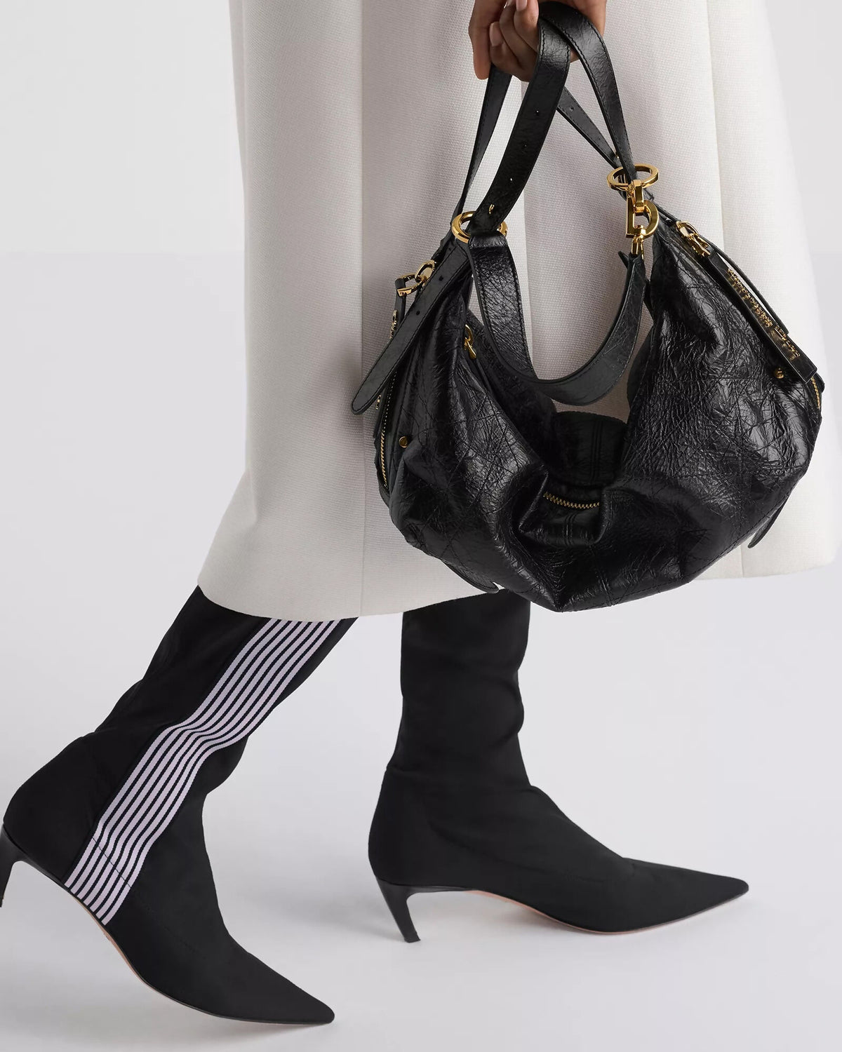Dior Medium D-Journey Bag Crinkled calfskin Black