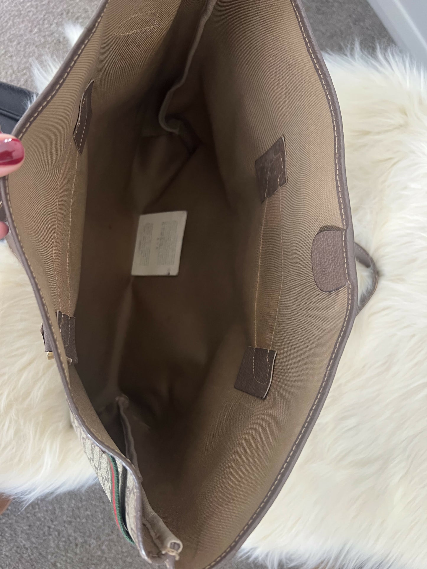 Authentic Gucci GG Supreme Sherry Line Tote – Brown