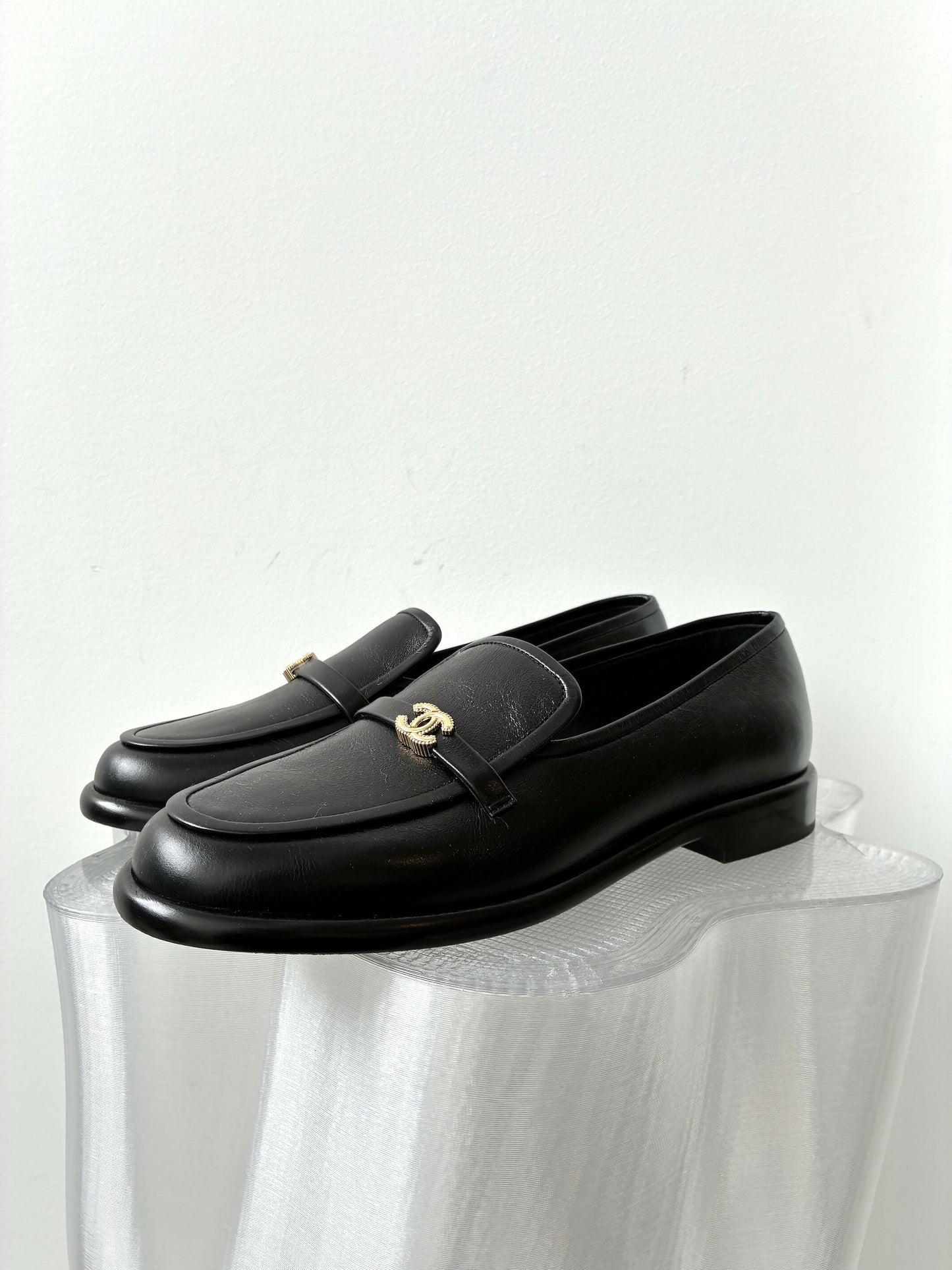 Chanel Shiny Calfskin CC Moccasins