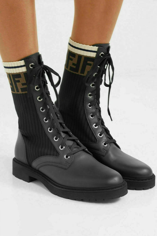 FENDI Tronchetto Knitted Combat Boots - FULL SET