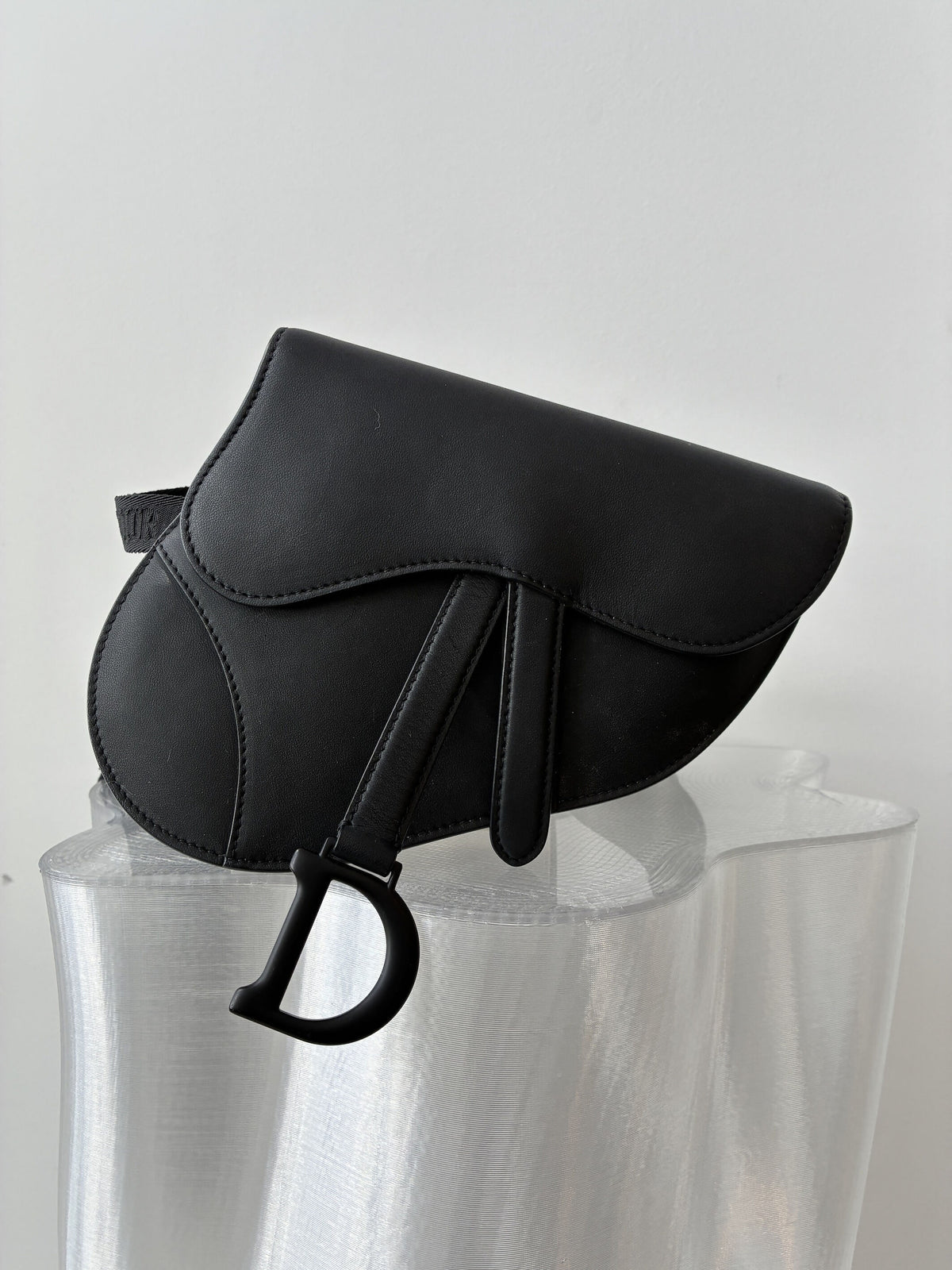 Christian Dior Ultra Matte Calfskin Saddle Belt Bag Black