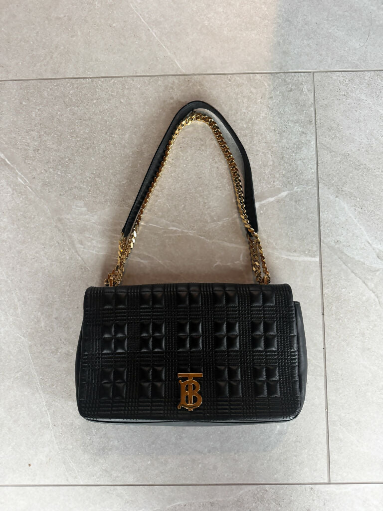Burberry Black Quilted Leather Small Lola Bag