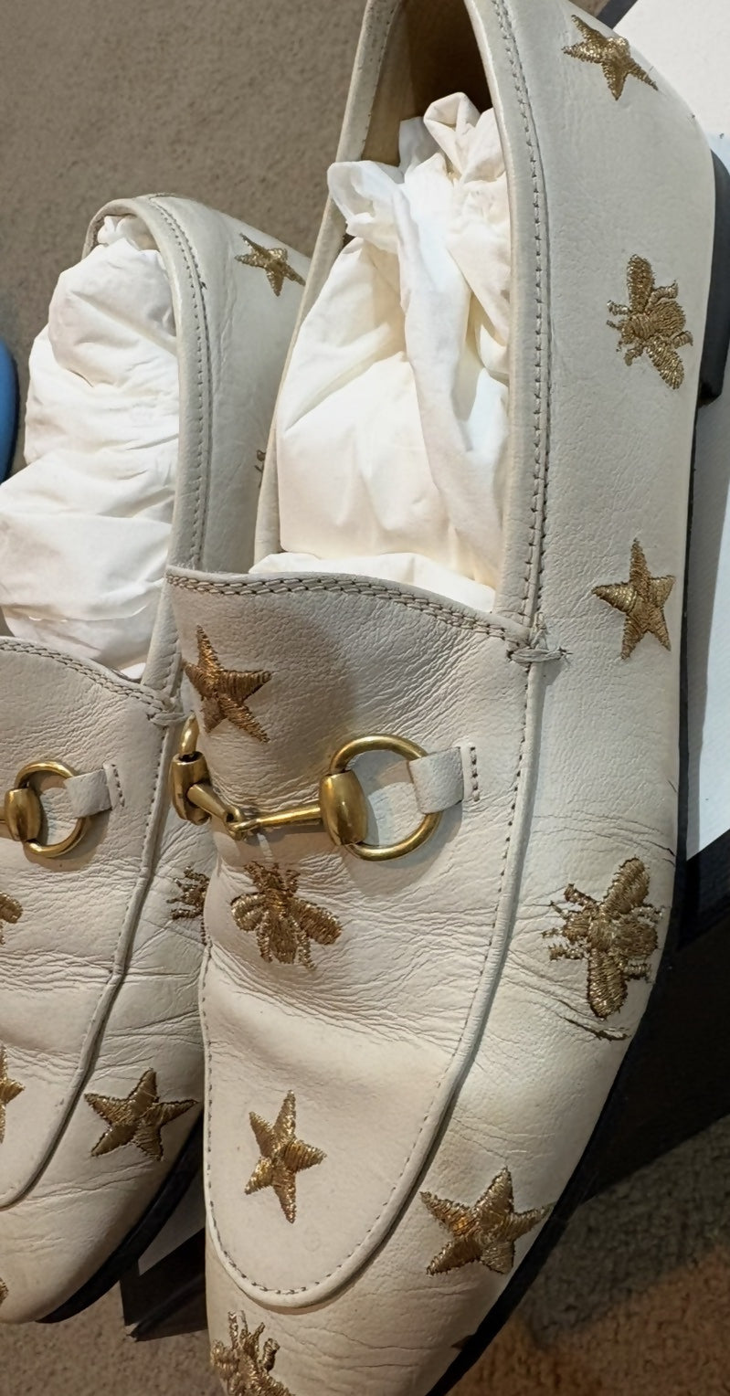 Gucci embroidered Bees and Stars Loafers