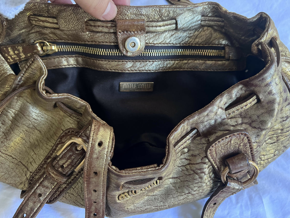 Vintage Miu Miu Gold Leather Bag