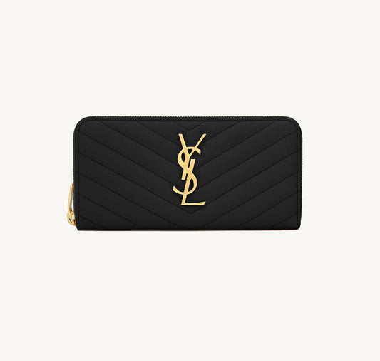 SAINT LAURENT CASSANDRE MATELASSÉ ZIP AROUND WALLET