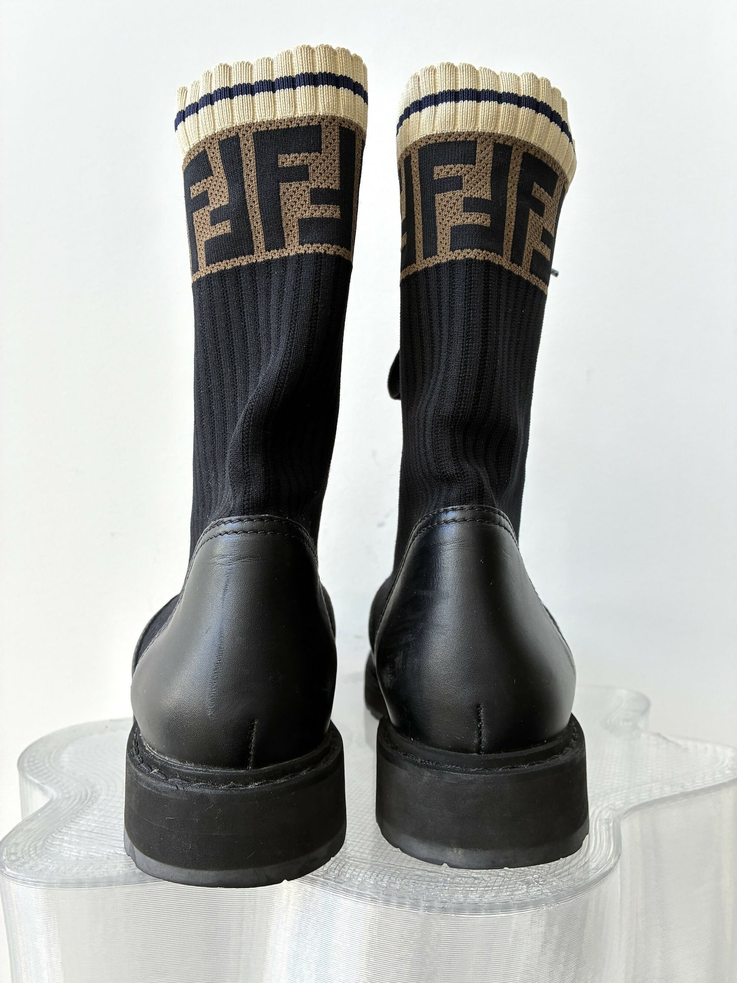FENDI Tronchetto Knitted Combat Boots - FULL SET