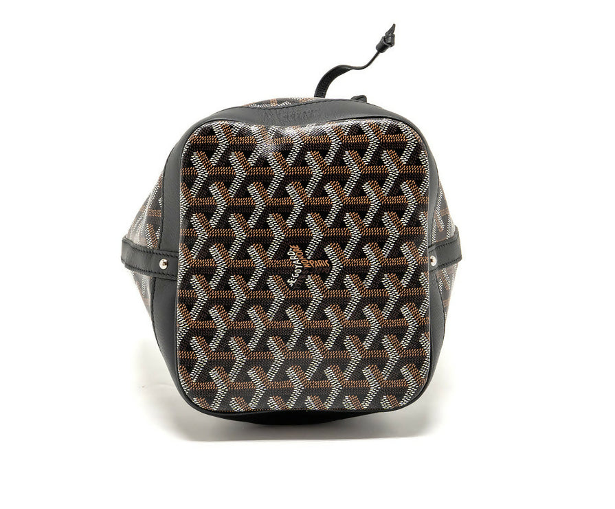 Goyard Petit Flot Bucket Bag Goyardline Canvas Black SHW