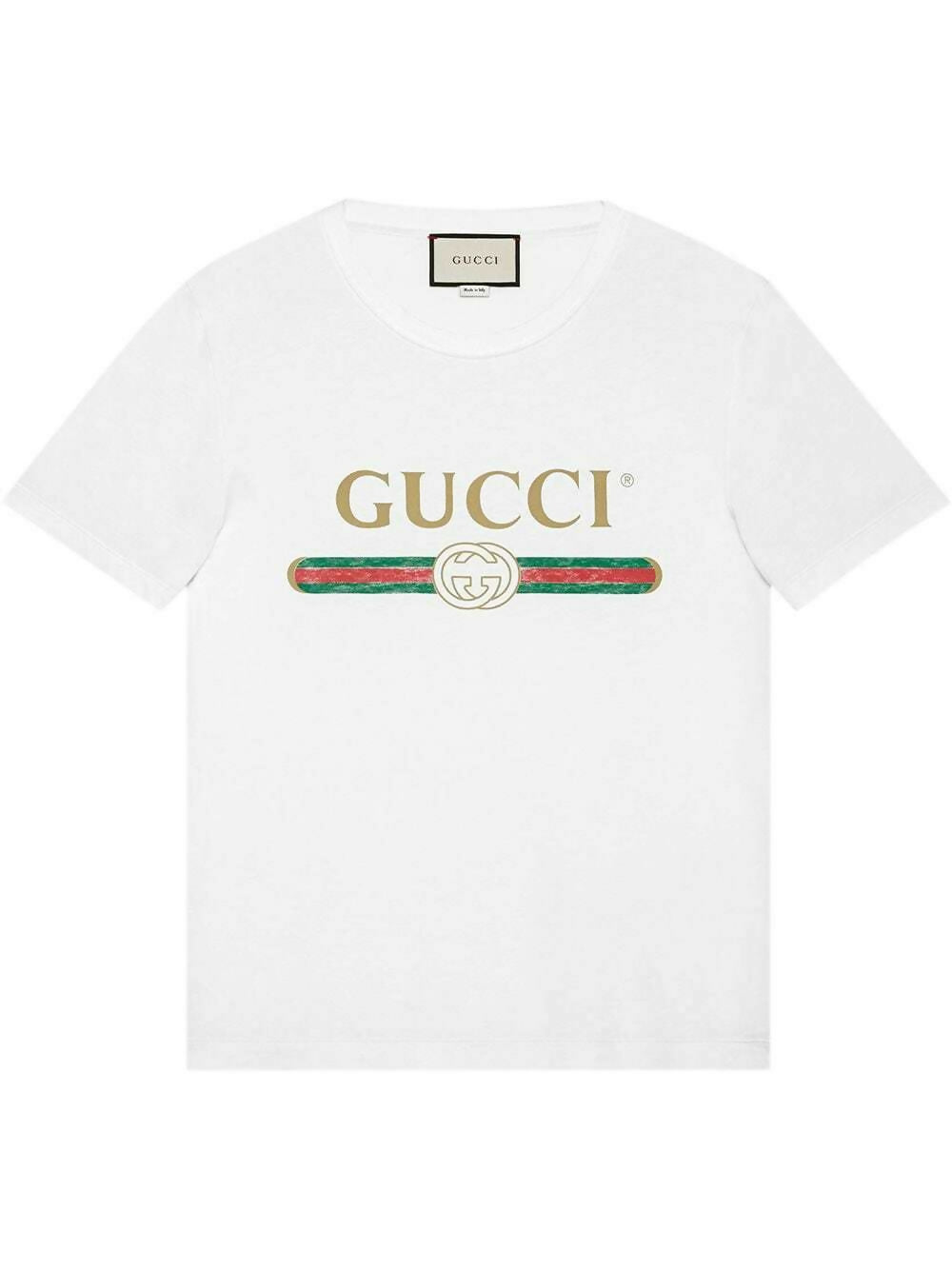 Gucci Logo Print Distressed T-Shirt