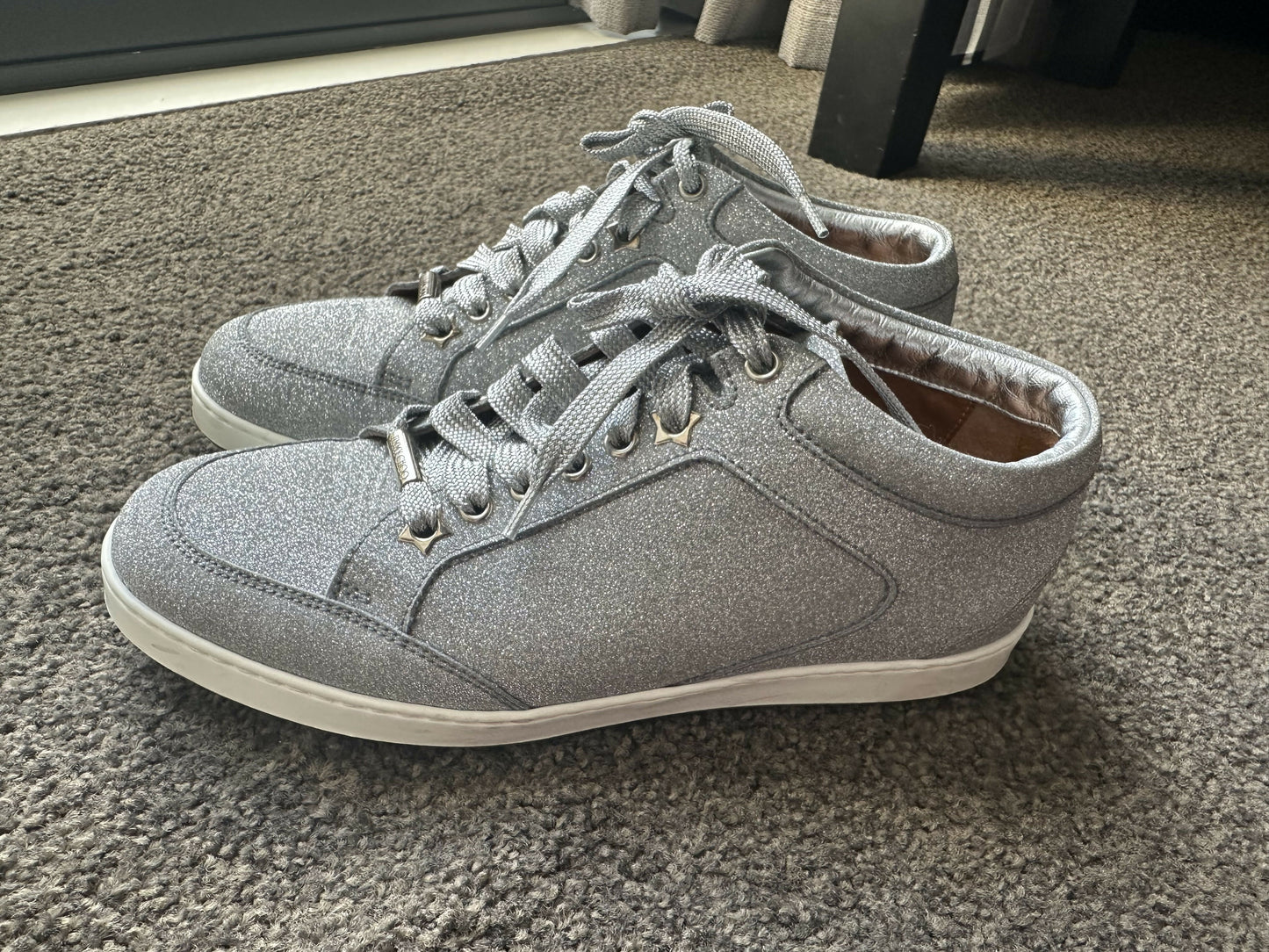 Jimmy Choo Silver Glitter Sneakers