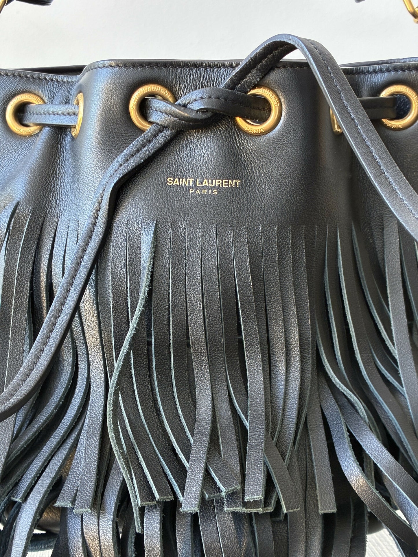 Saint Laurent Emmanuelle Fringe Bucket Bag