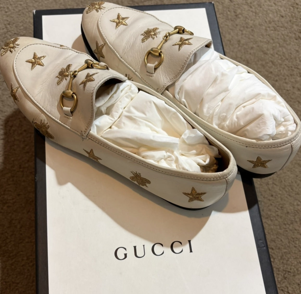 Gucci embroidered Bees and Stars Loafers