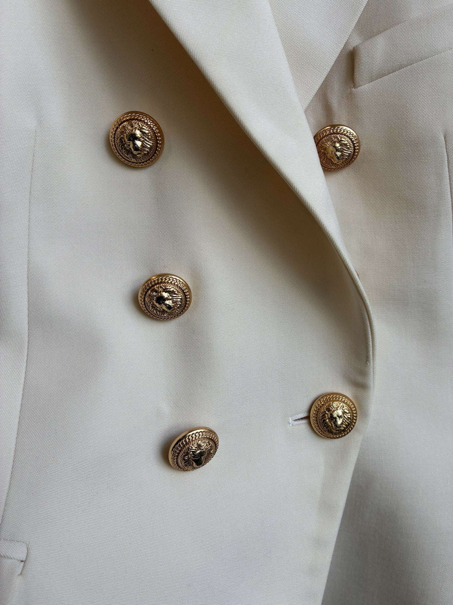 Balmain Cream Wool Double Breasted Blazer