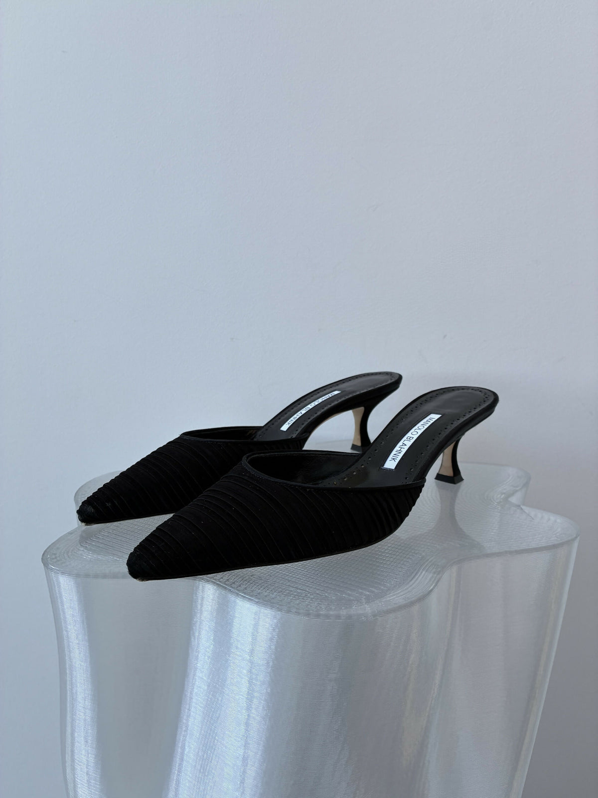 Manolo Blahnik Carolyne 50 Satin Mules - FULL SET