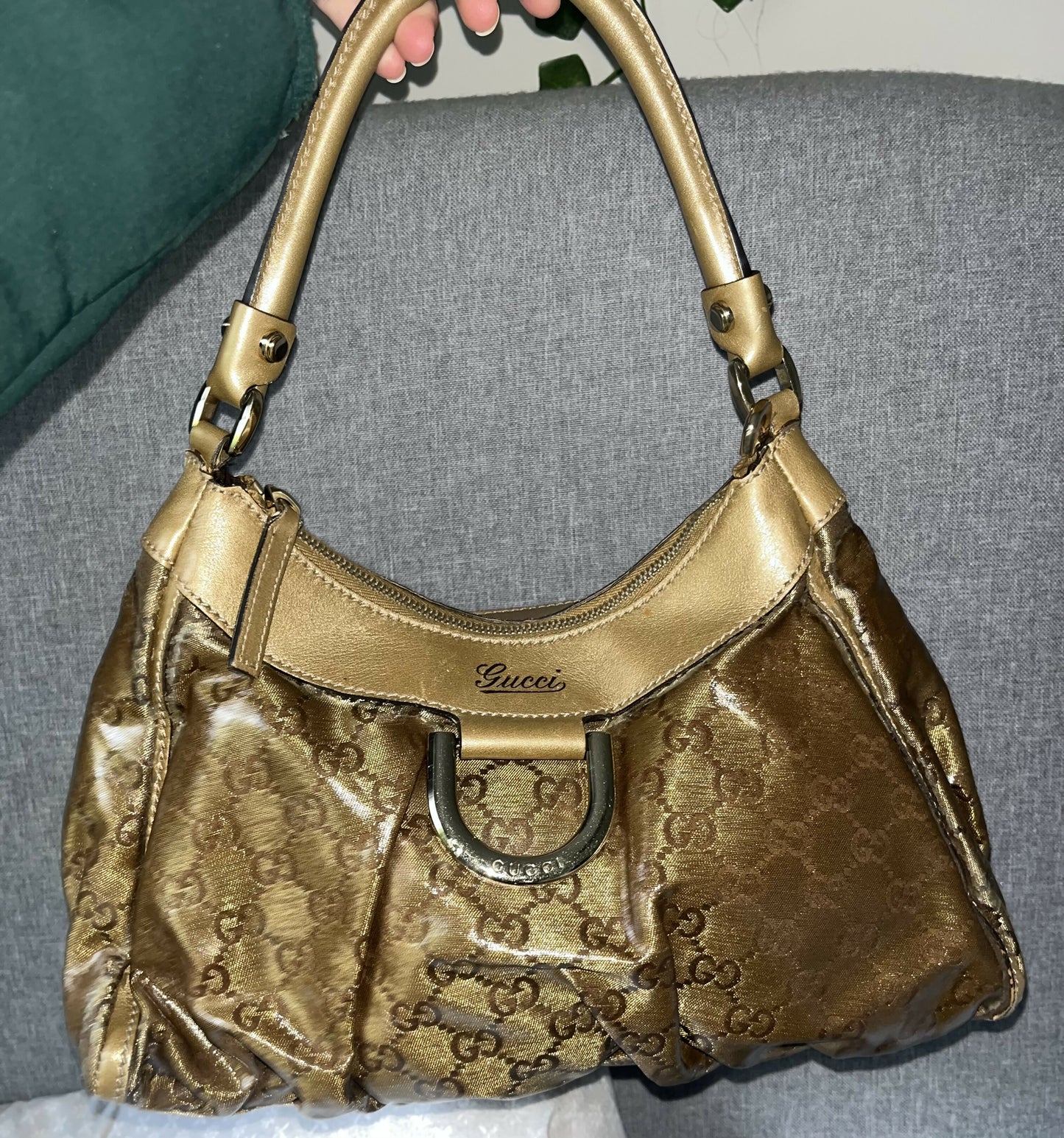 Gucci Gold D-Ring Scrunch Bag