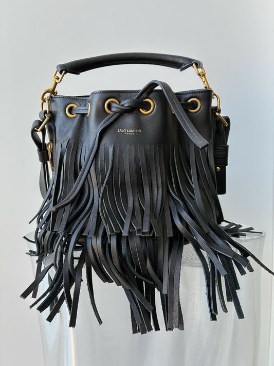 Saint Laurent Emmanuelle Fringe Bucket Bag