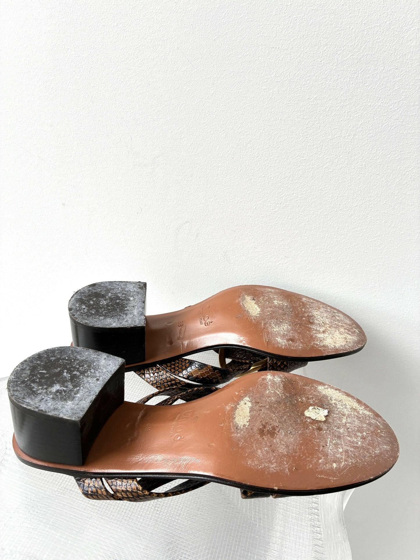 Tibi Big Buckle Leather Heeled Slides