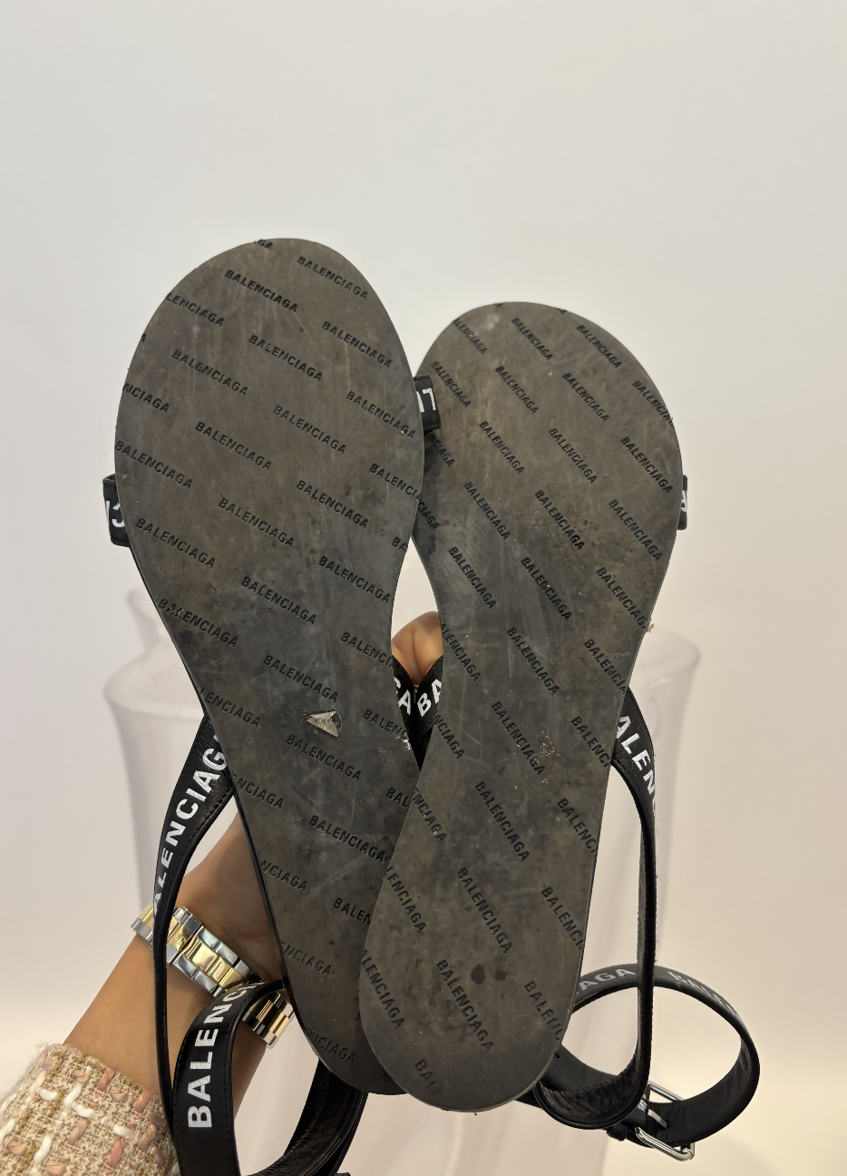 Balenciaga Strappy Black Logo Sandals