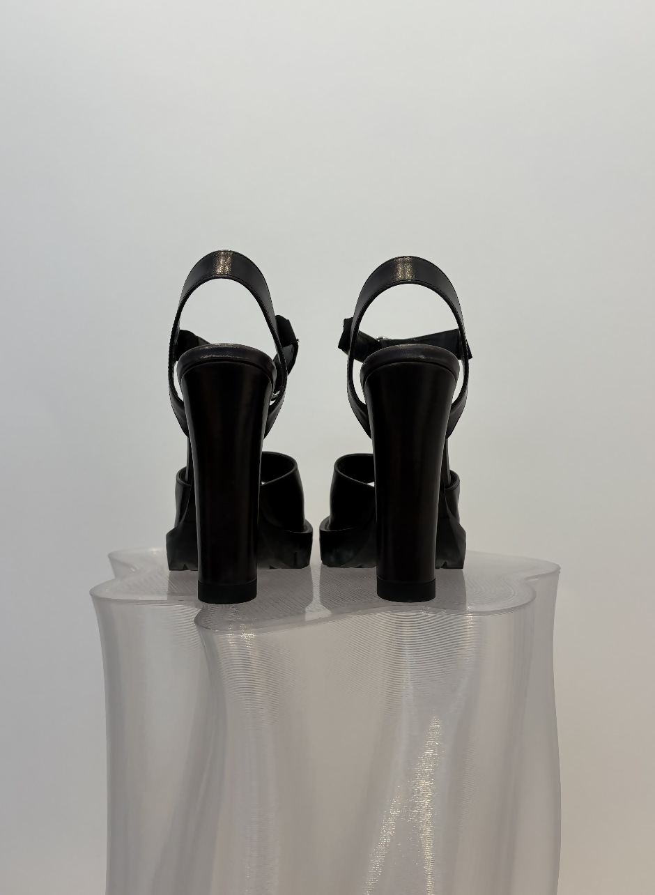 Prada Black Monolith Leather Heels