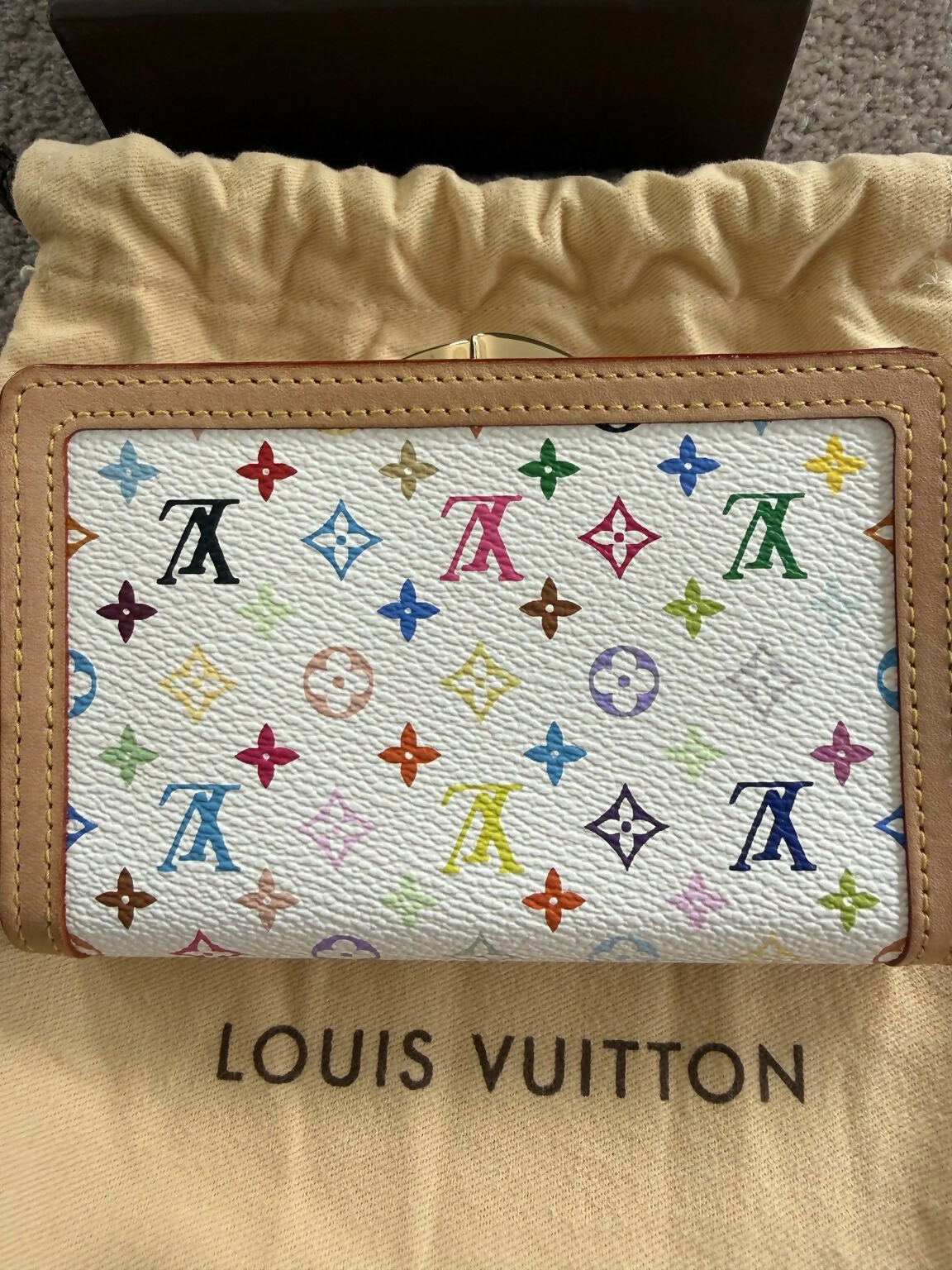 Louis Vuitton Takashi Murakami White Multicolore Wallet Card Holder Coin Purse