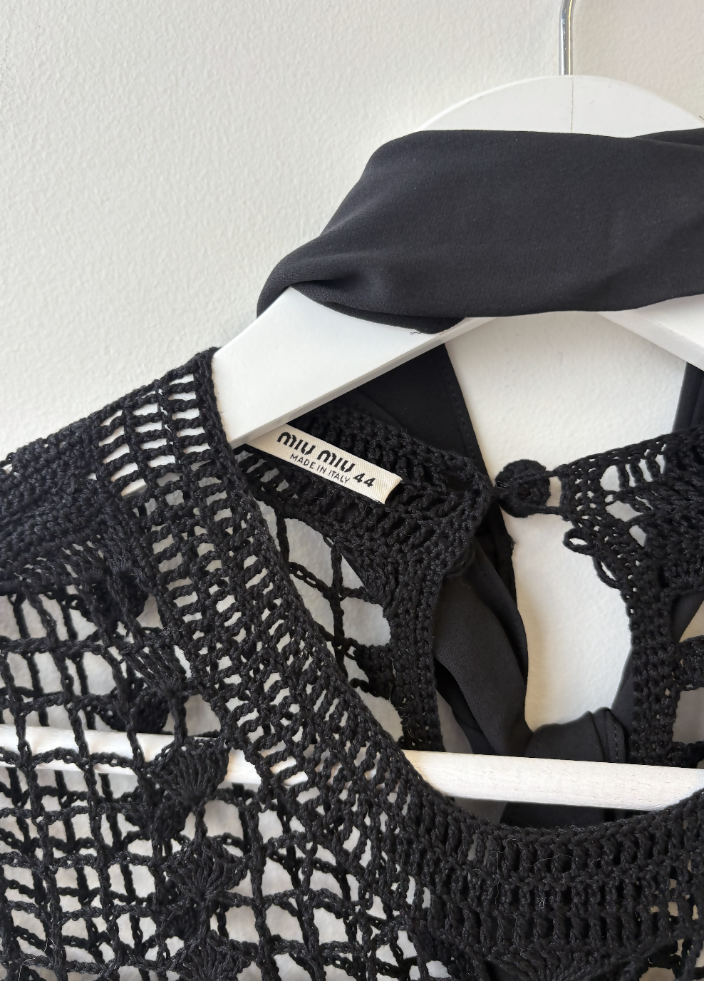 Miu Miu Black Dress with Crochet Feature and Belt