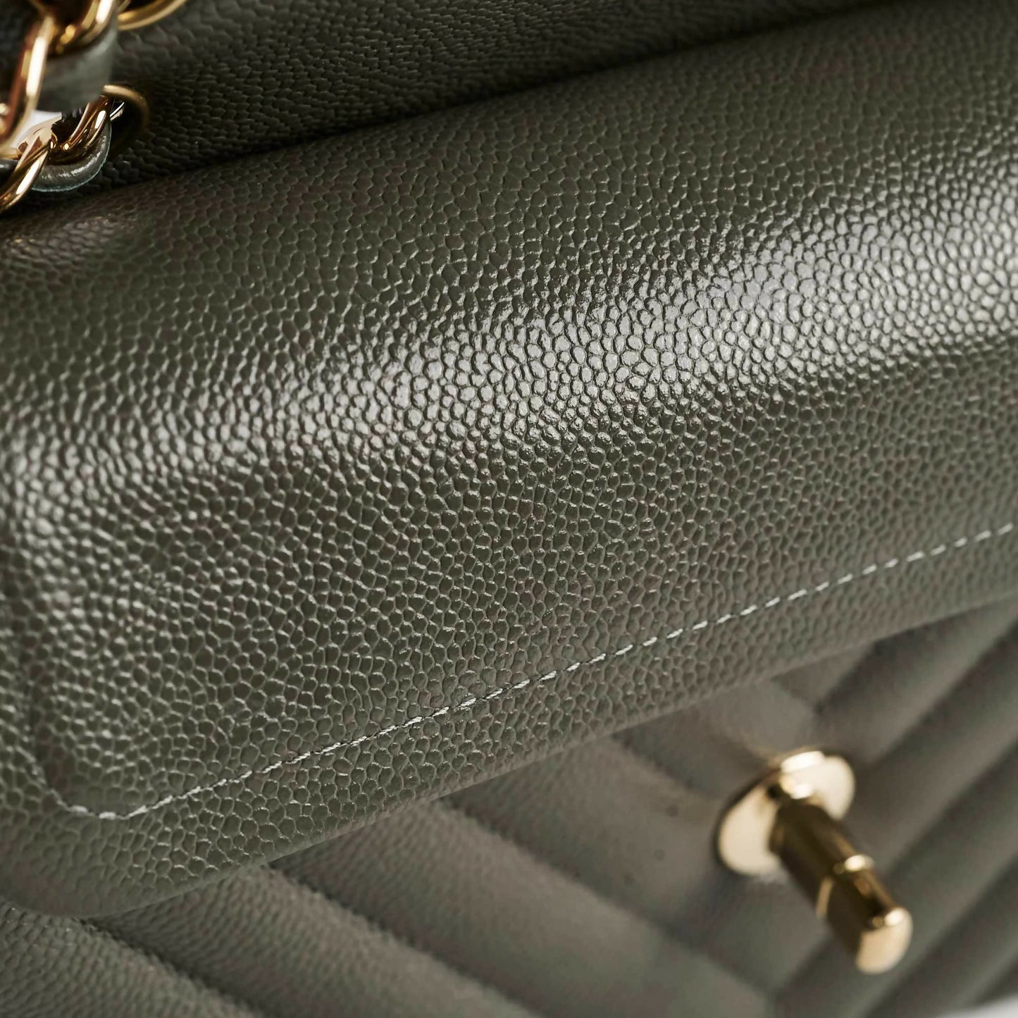 Chanel 20B Caviar Chevron Small Classic Flap Grey Series 30