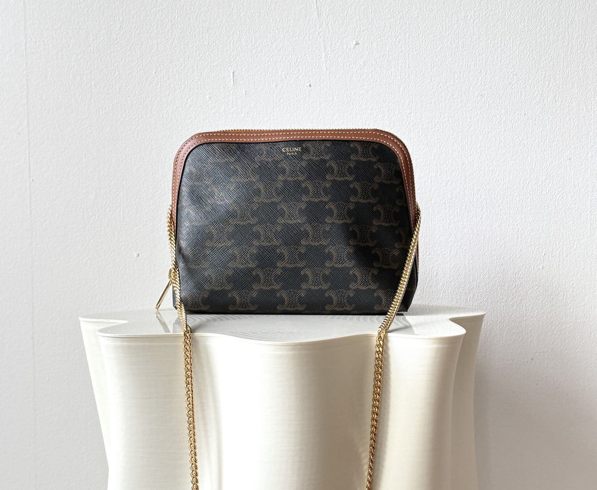 Celine Medium Chain Bag Triomphe Canvas Tan