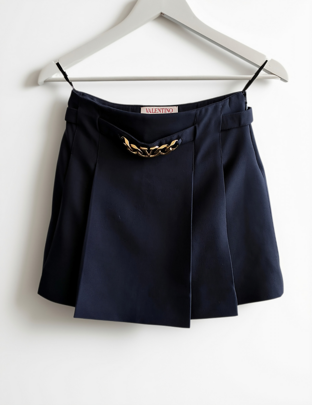 Valentino Navy Pleated Mini Skirt