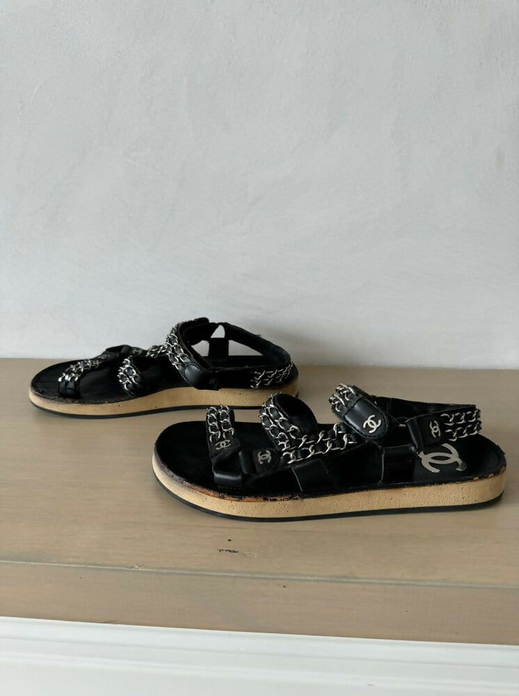 Chanel Silver Chain Sandals