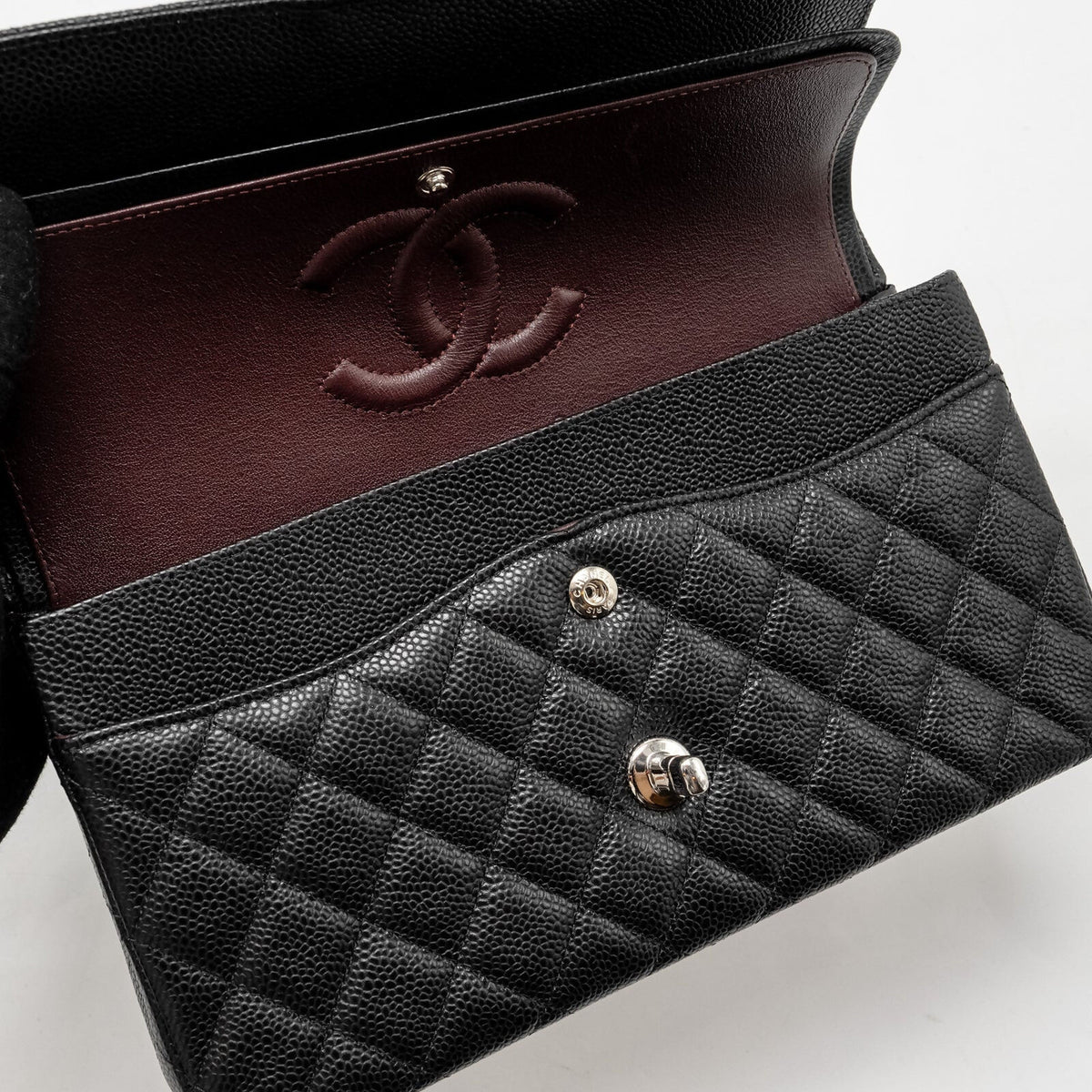 CHANEL Medium Classic Double Flap Bag Caviar Black
