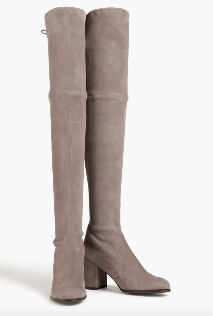 STUART WEITZMAN Suede thigh boots - Mushroom - Sz 38.5/39