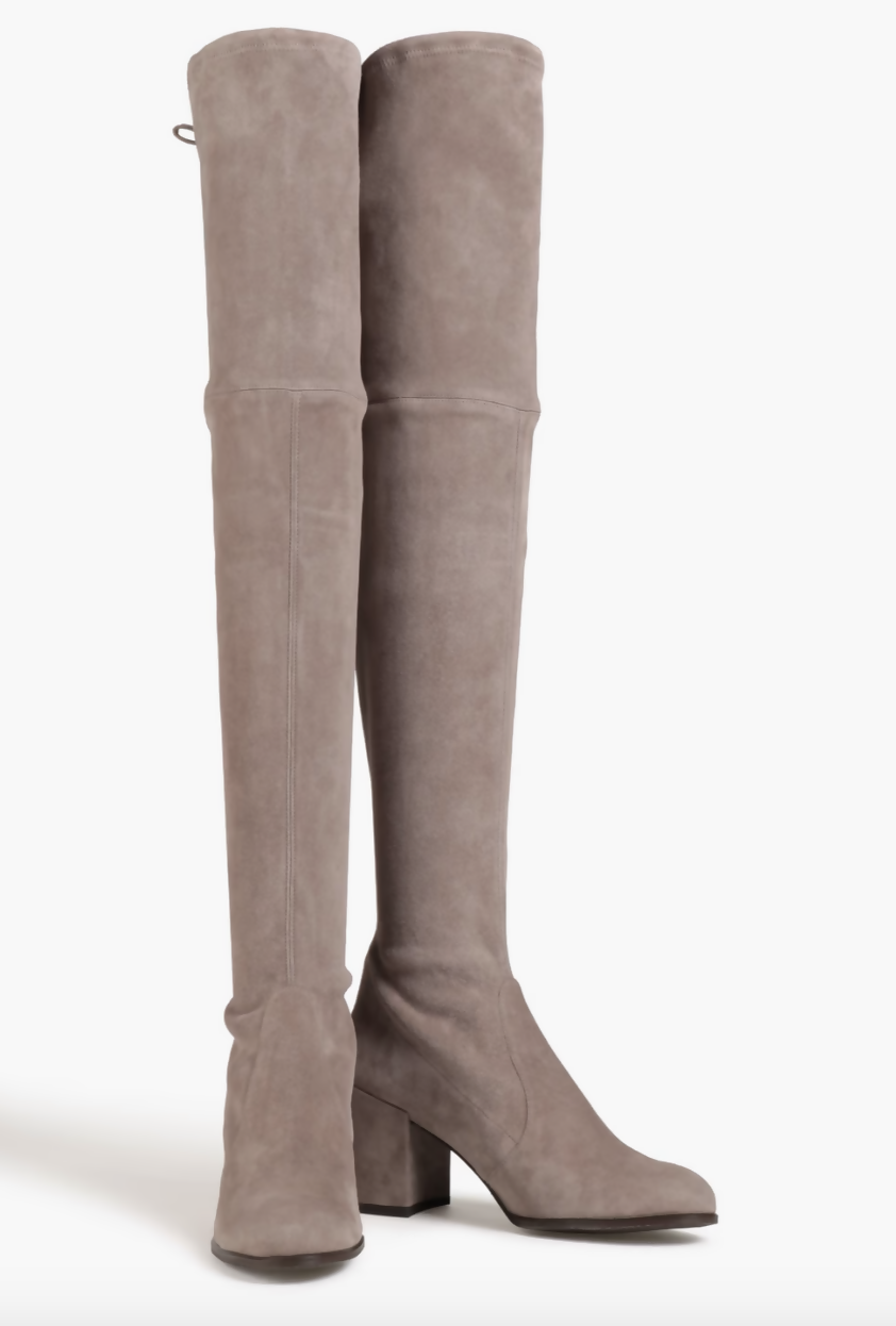STUART WEITZMAN Suede thigh boots Mushroom Sz 38.5 39 EXCHANGE